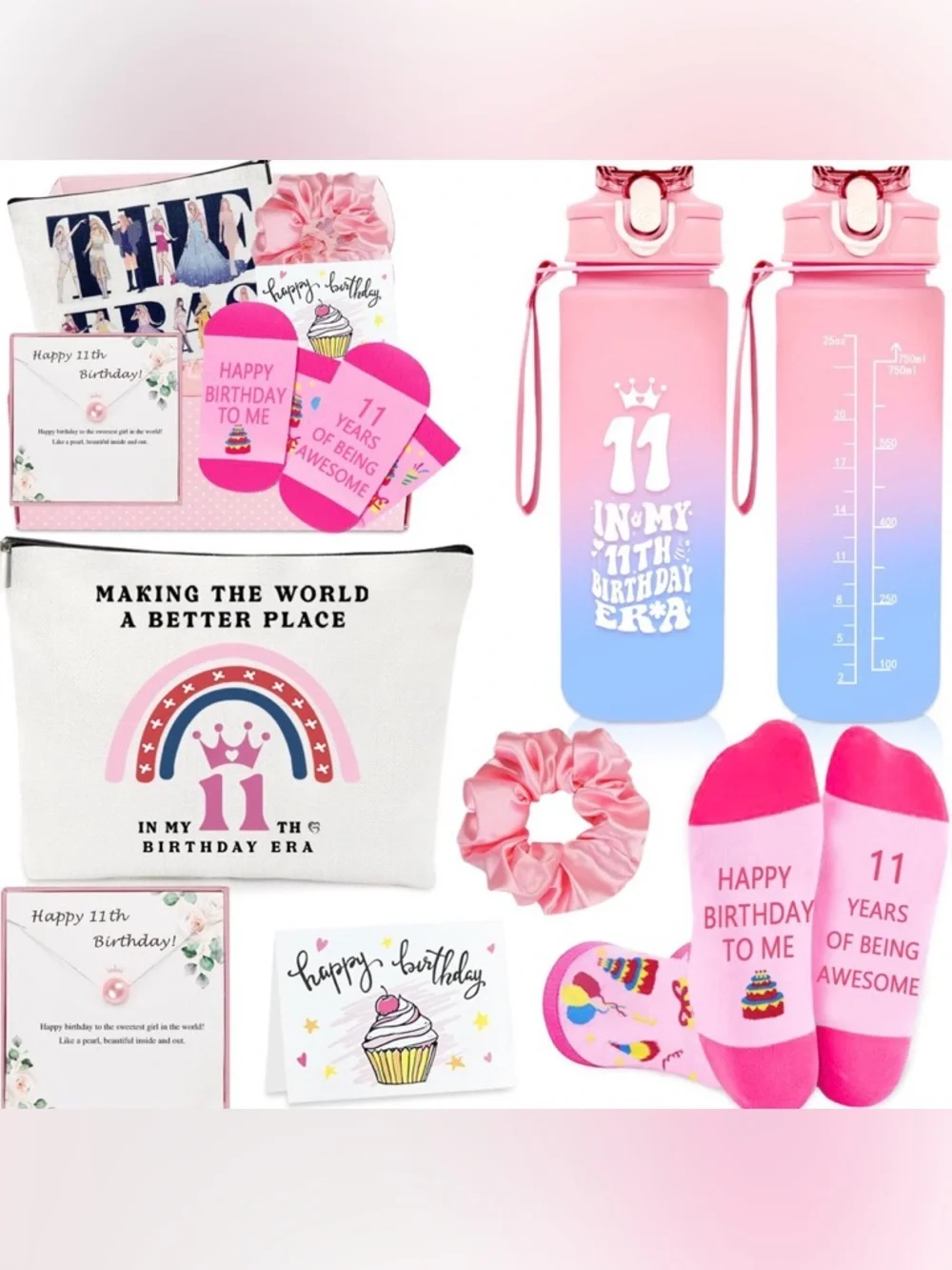 Pink 11th Birthday Party Gift Set - Pink Birthday Accessories